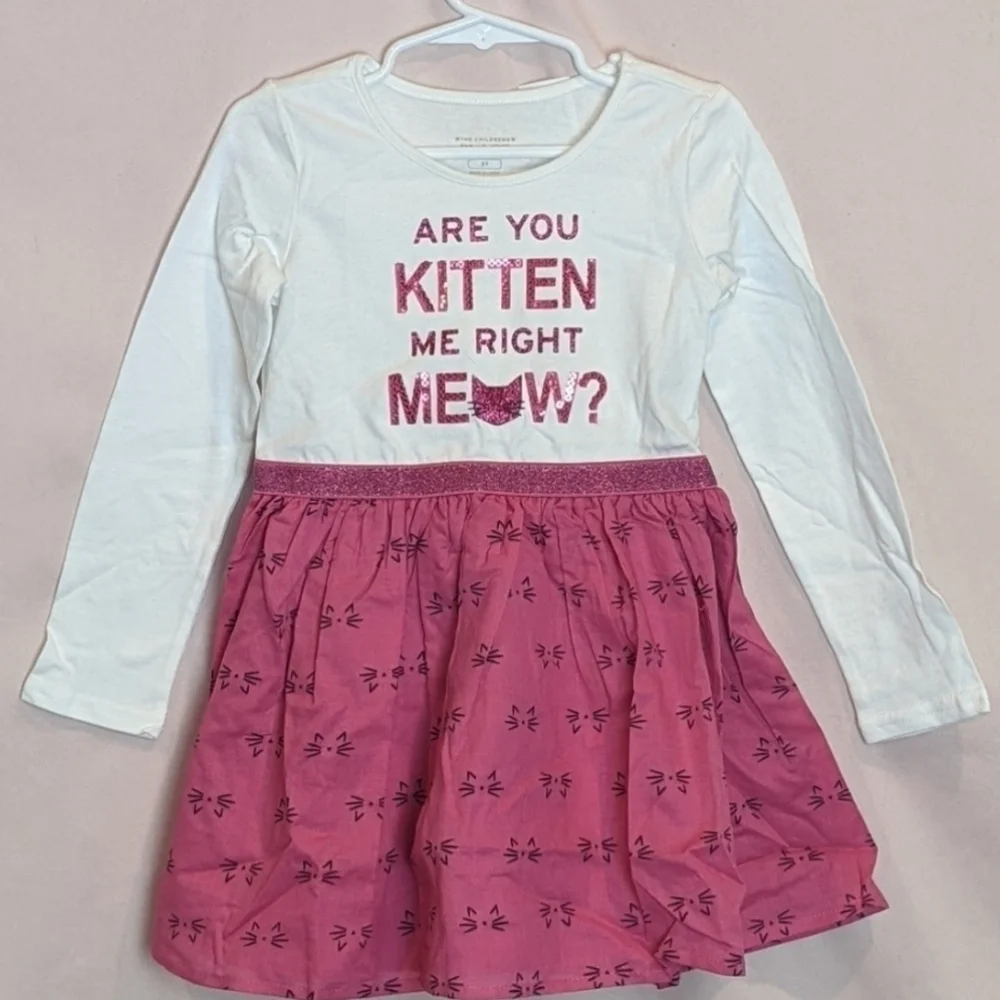 The Children's Place Pink Cat Print Dress size 3T